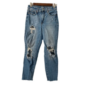 Old Navy Women's 4 High Rise Straight Leg Secret‎ Slim Pockets Ripped Jeans 90's